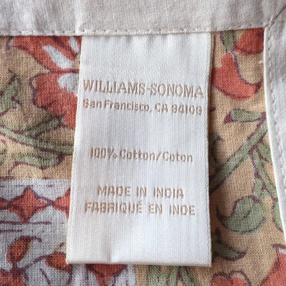 VTG Williams-Sonoma Tablecloth Countryside Floral Block Print Cottagecore 70x126